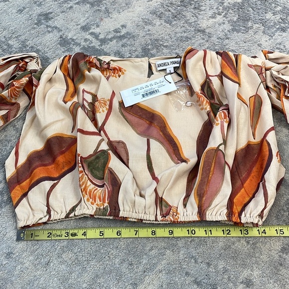 NWT Andrea Iyamah Halima Crop Top Resort Wear Cover Up Eucalyptus Leaves Sz S - Picture 11 of 15